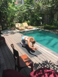 Meditation practice in an open pavilion